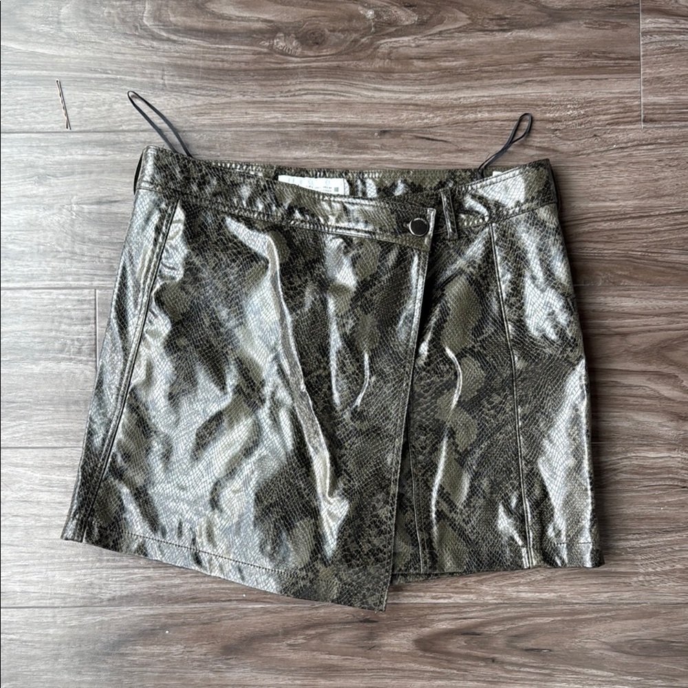 Snakeskin Faux Leather Half Wrap Shorts